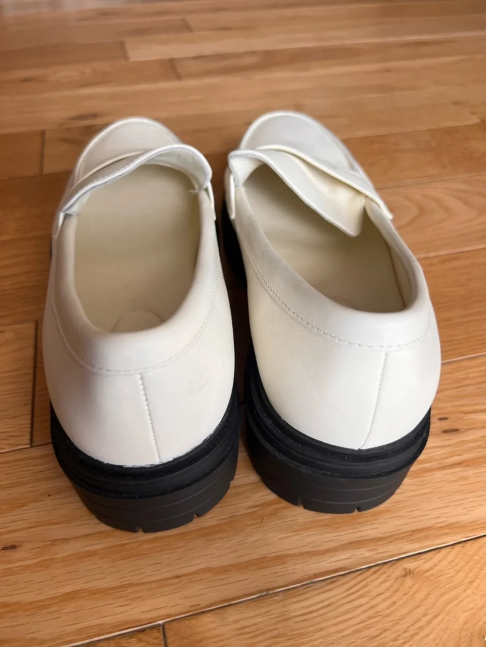 Quince Italian Leather Lug Sole Platform Chunky Loafers Ivory Women’s Size 10